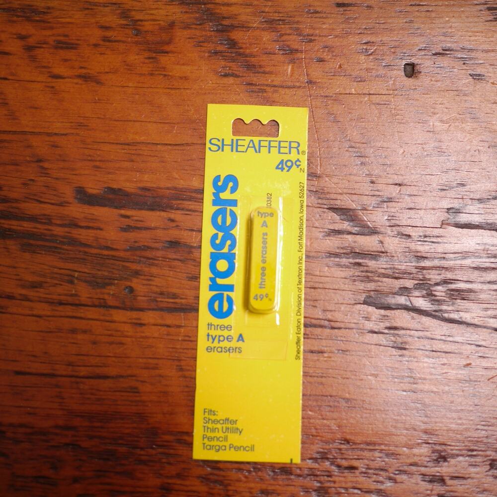 Set of 3 Vintage NEW Deadstock SHEAFFER Type A Pencil Erasers USA Made